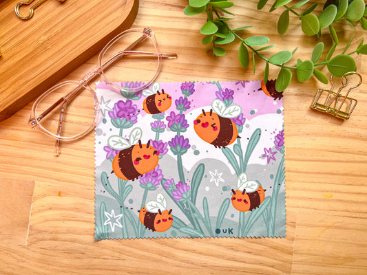 Lavender Bees Microfibre Cloth | Glasses & Screen Cleaning