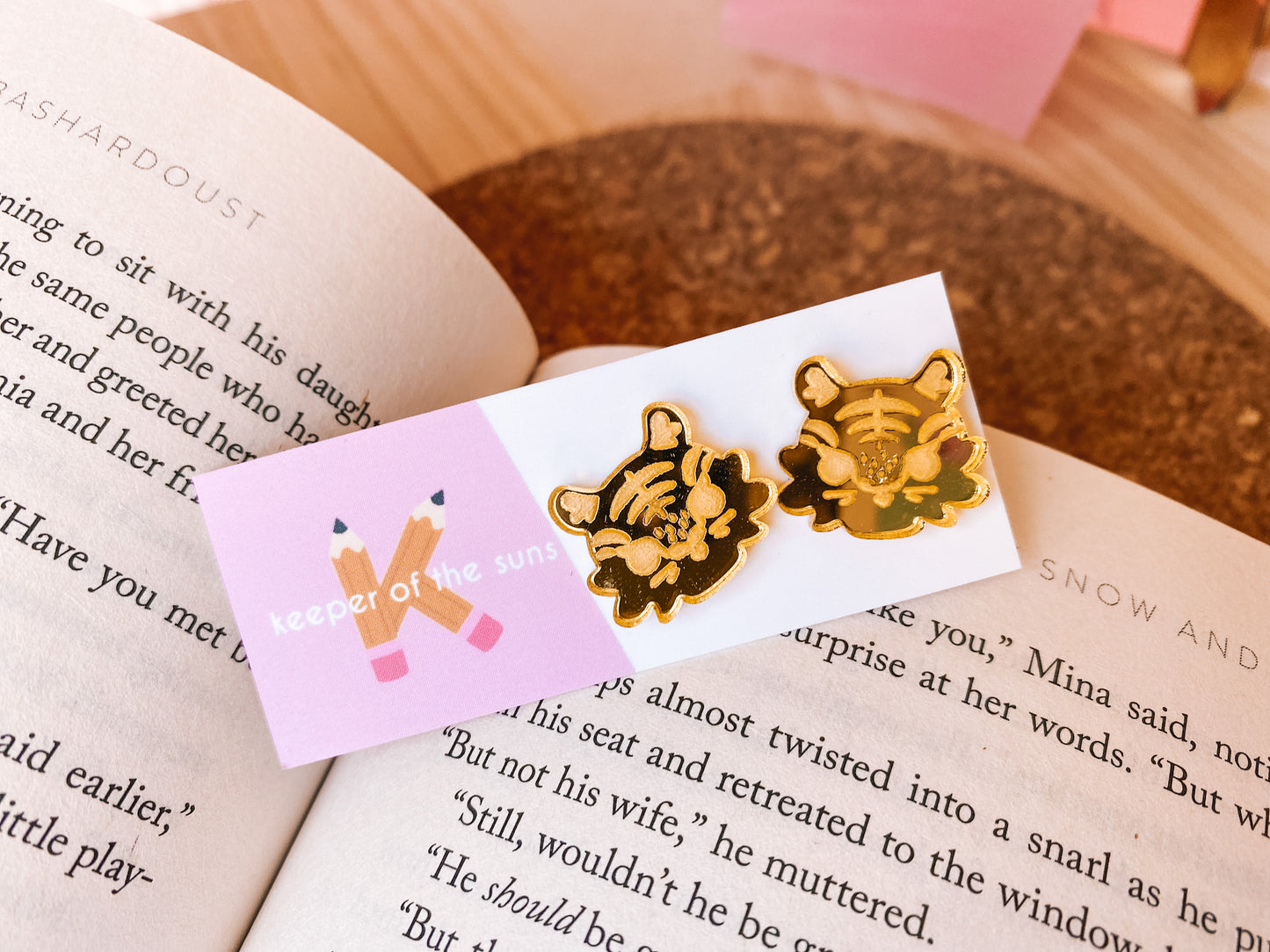 Gold Tiger Studs | Tiny Mirror Acrylic Earrings