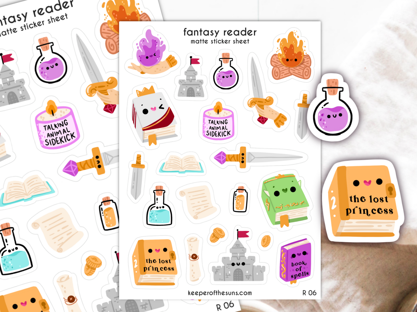 Fantasy Reader Sticker Sheet | Small Planner Stickers