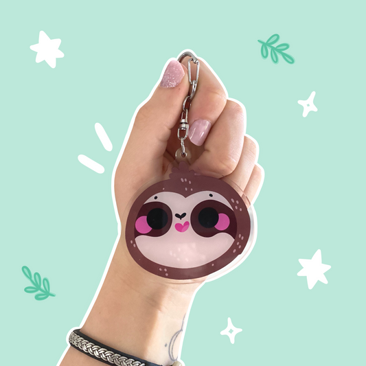 Happy Sloth JUMBO Charm | Double Sided Acrylic Keychain