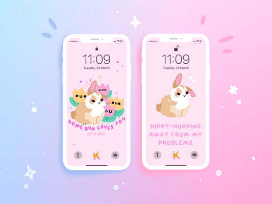 Bunny Phone Wallpaper Duo | Digital Downloads