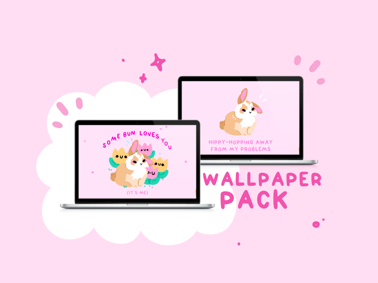 Tulip Bunny Desktop Wallpaper Duo | Digital Downloads