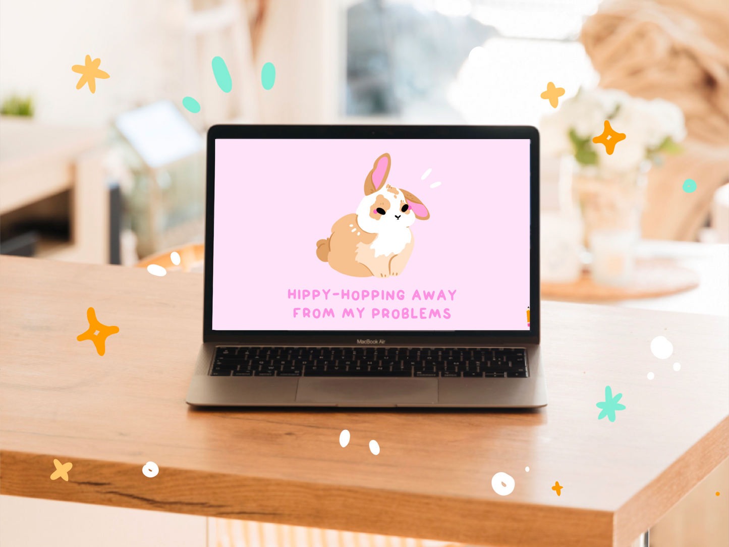 Tulip Bunny Desktop Wallpaper Duo | Digital Downloads