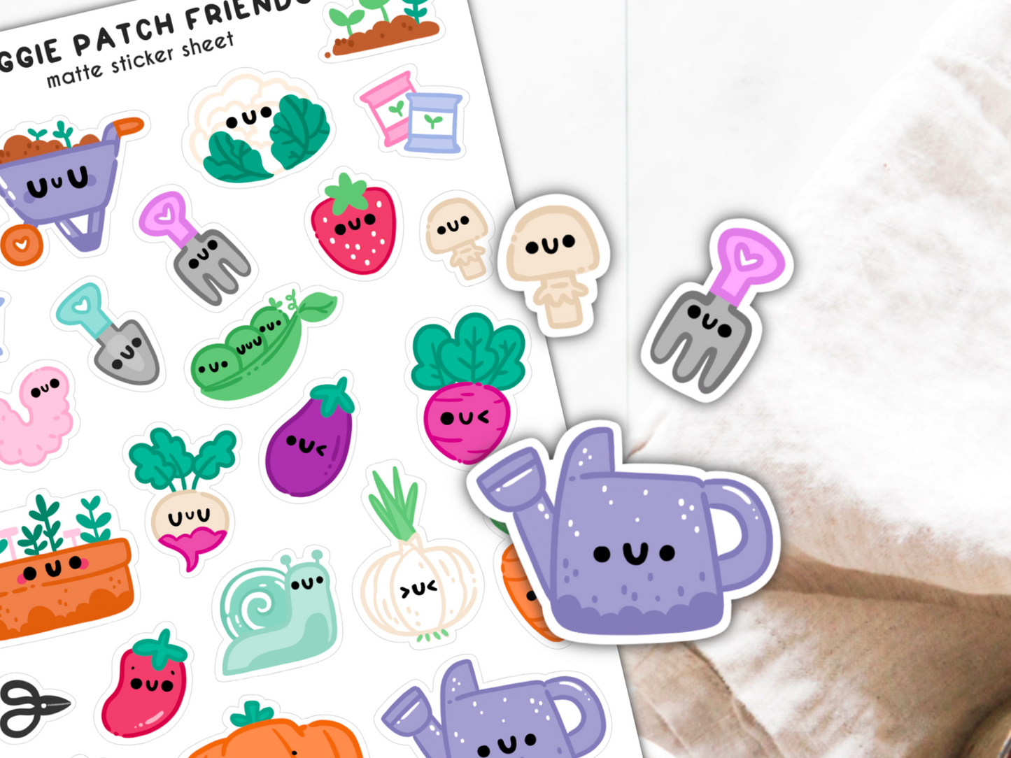 Veggie Patch Friends Sticker Sheet | Small Planner Stickers
