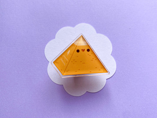 Pyramid Pin | Printed Clear Recycled Acrylic
