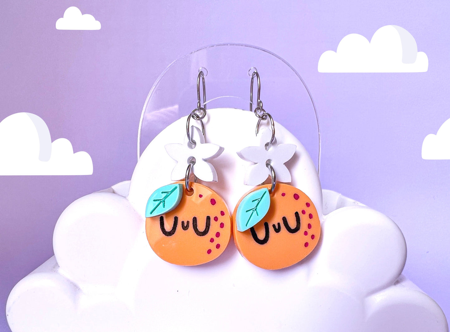 Orange Blossom Dangles | Subtle Acrylic Drop Earrings