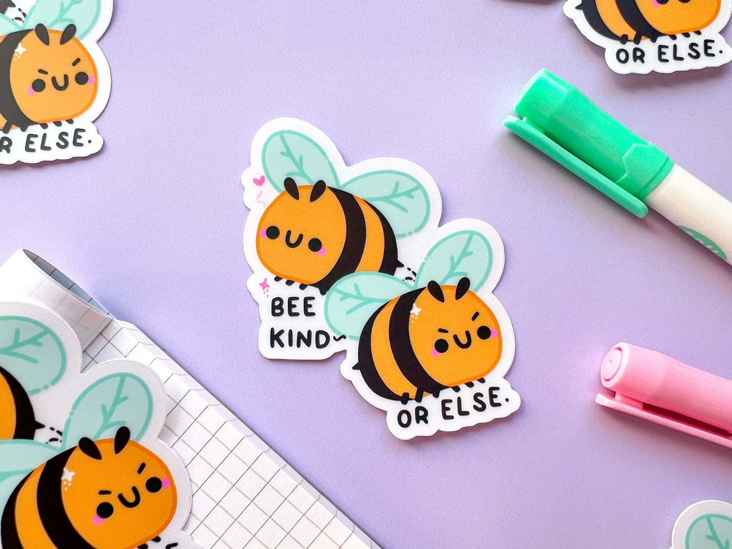 Bee Kind Or Else Sticker | Waterproof glossy vinyl sticker