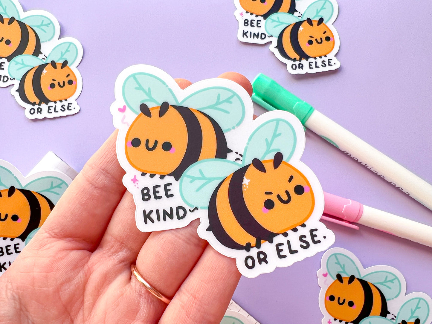 Bee Kind Or Else Sticker | Waterproof glossy vinyl sticker