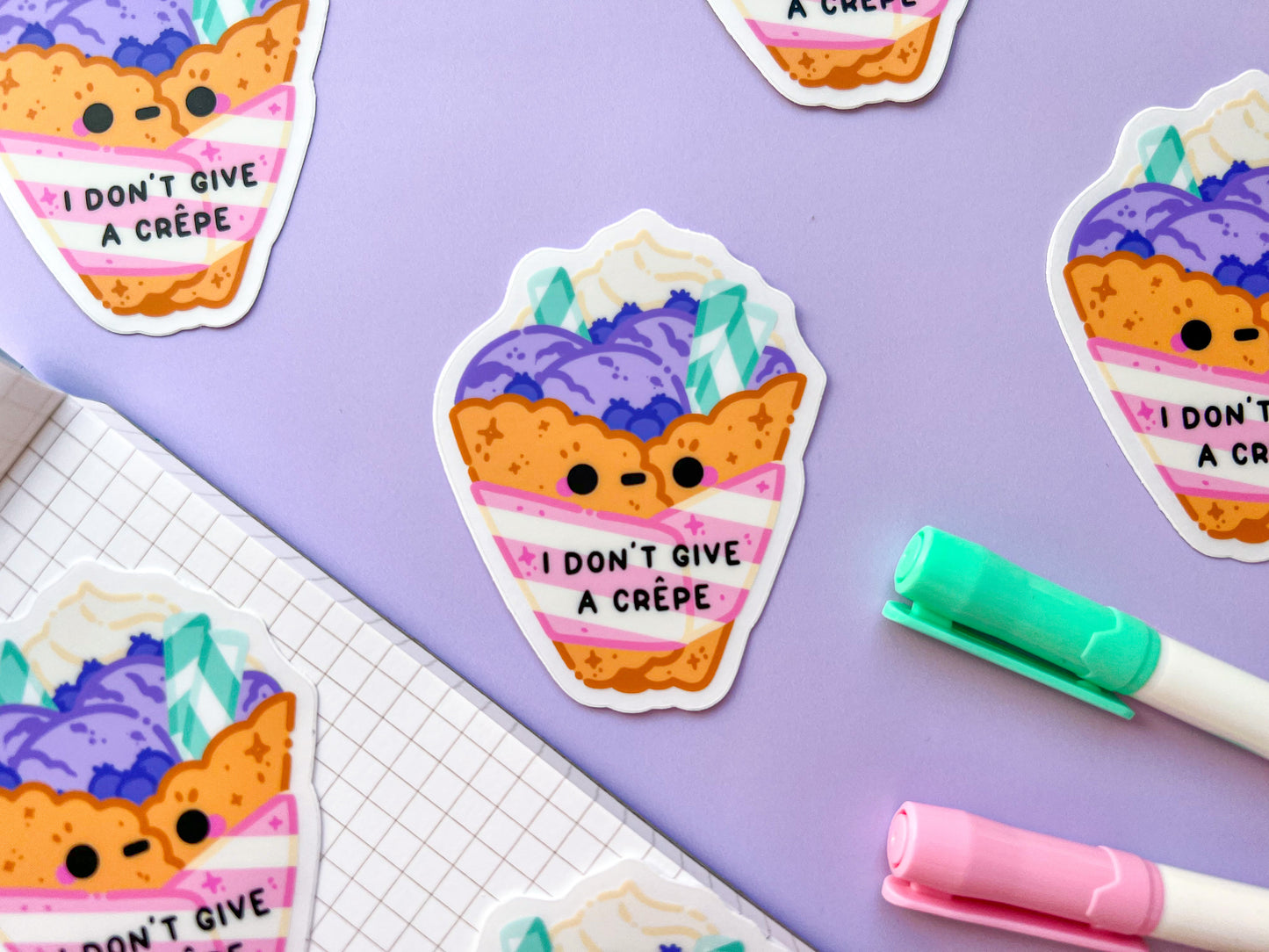 I Don't Give A Crepe Sticker | Waterproof glossy vinyl sticker