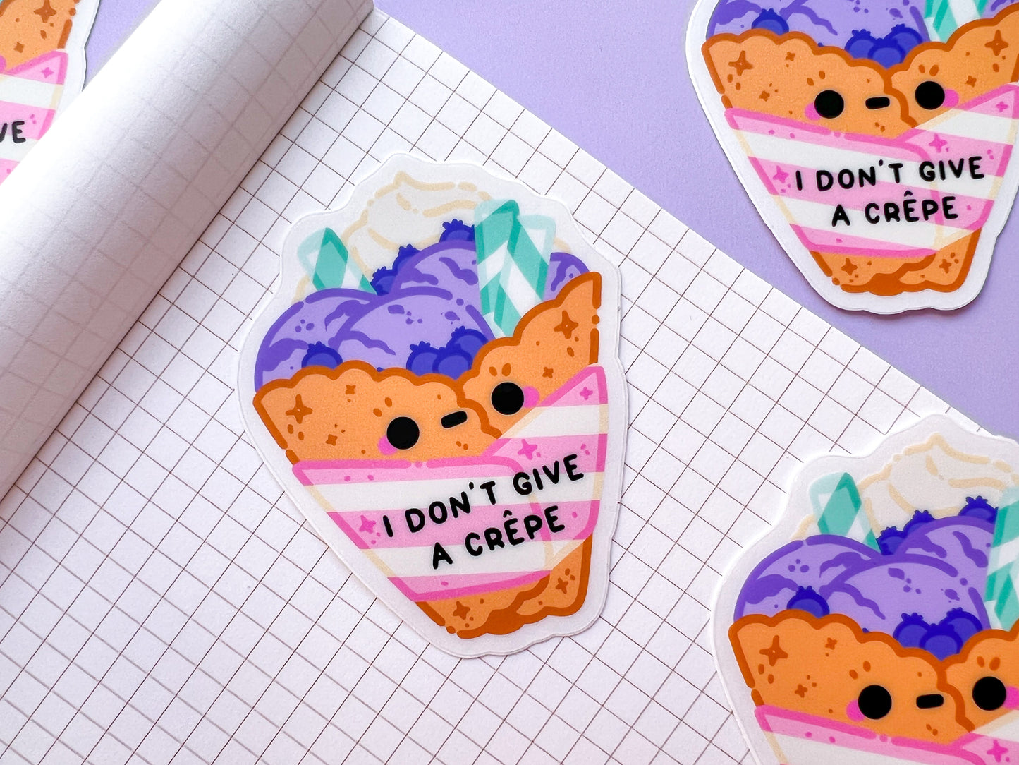 I Don't Give A Crepe Sticker | Waterproof glossy vinyl sticker