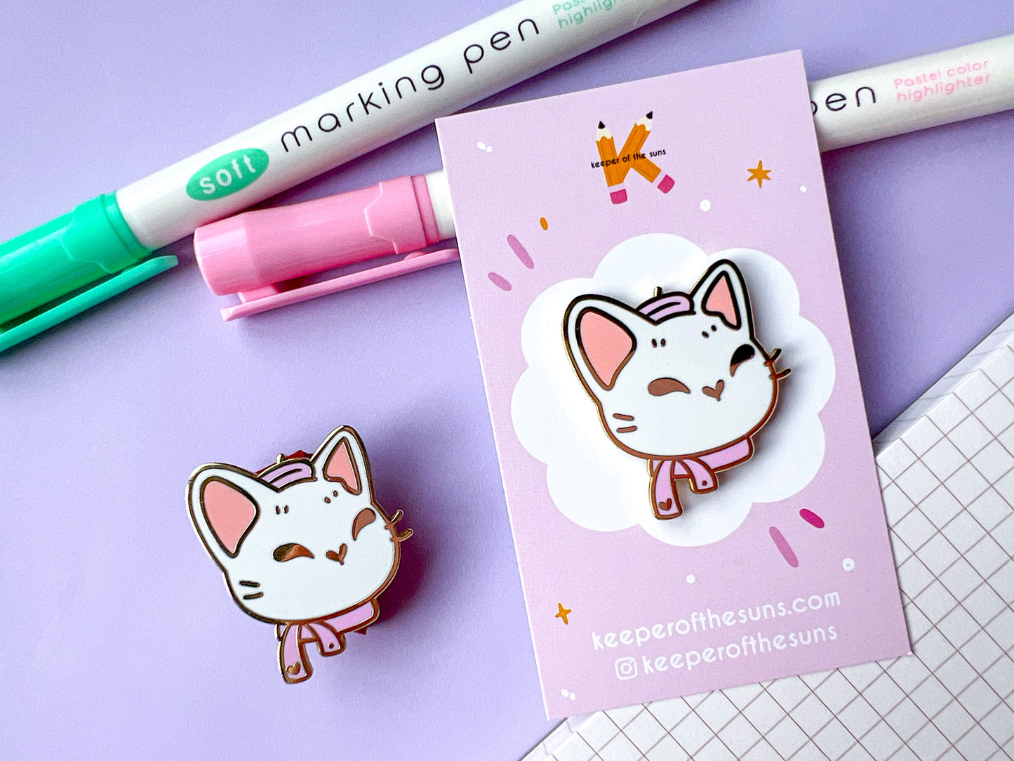 Boujee White Snazzy Cat // Hard Enamel Pin