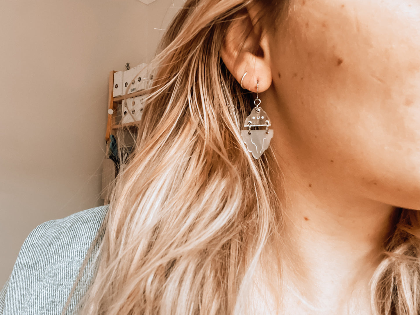 Iceberg Dangle Earrings | Frosted Clear Two Tier Drop earrings