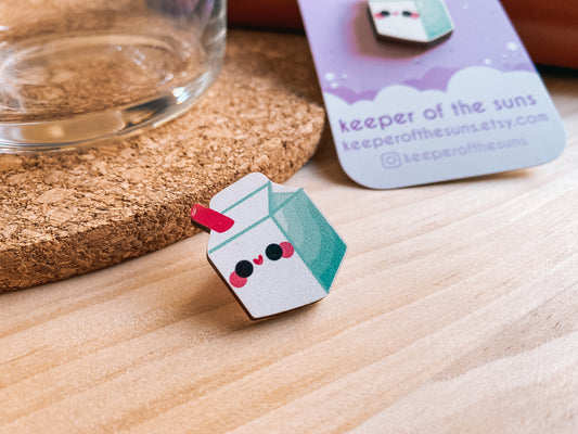 Milkbox Pin | Sustainably Sourced & Recycled Printed Wood