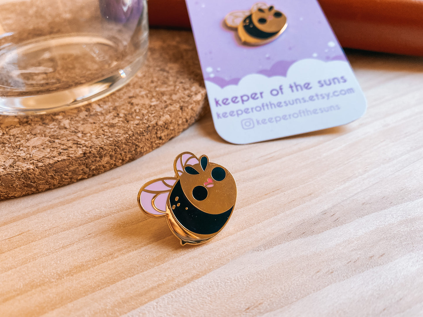 Bee Pin | Pink-Winged Kawaii Hard Enamel Pin