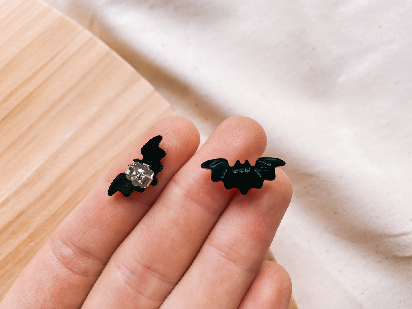 Spooky Bat Studs // Tiny Matte Acrylic Earrings