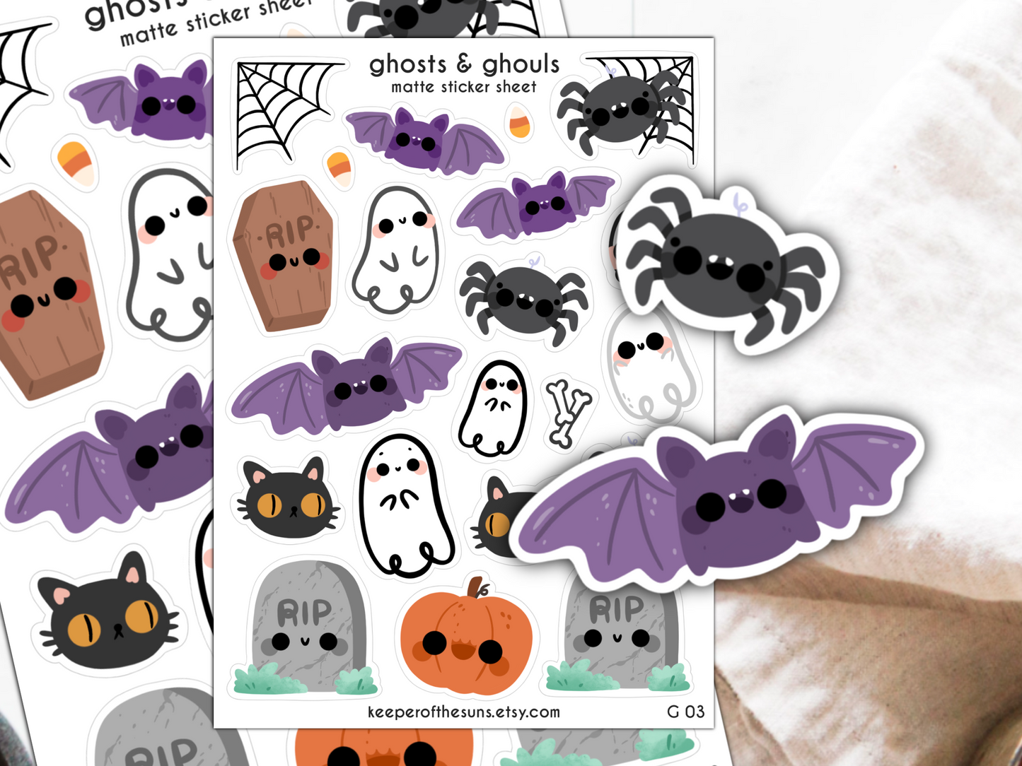 Ghosts & Ghouls Sticker Sheet | Small Planner Stickers