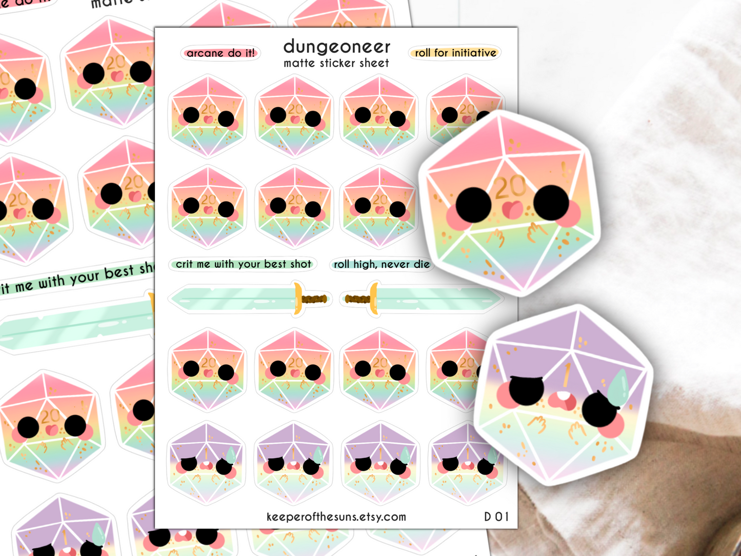 Dungeoneer Sticker Sheet | Small Planner Stickers