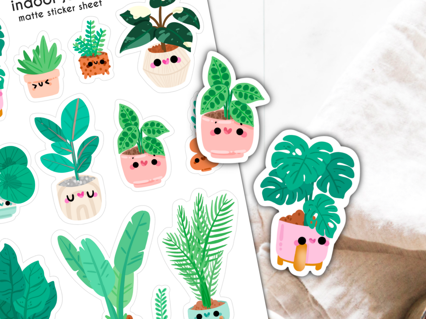 Indoor Jungle Sticker Sheet | Small Planner Stickers