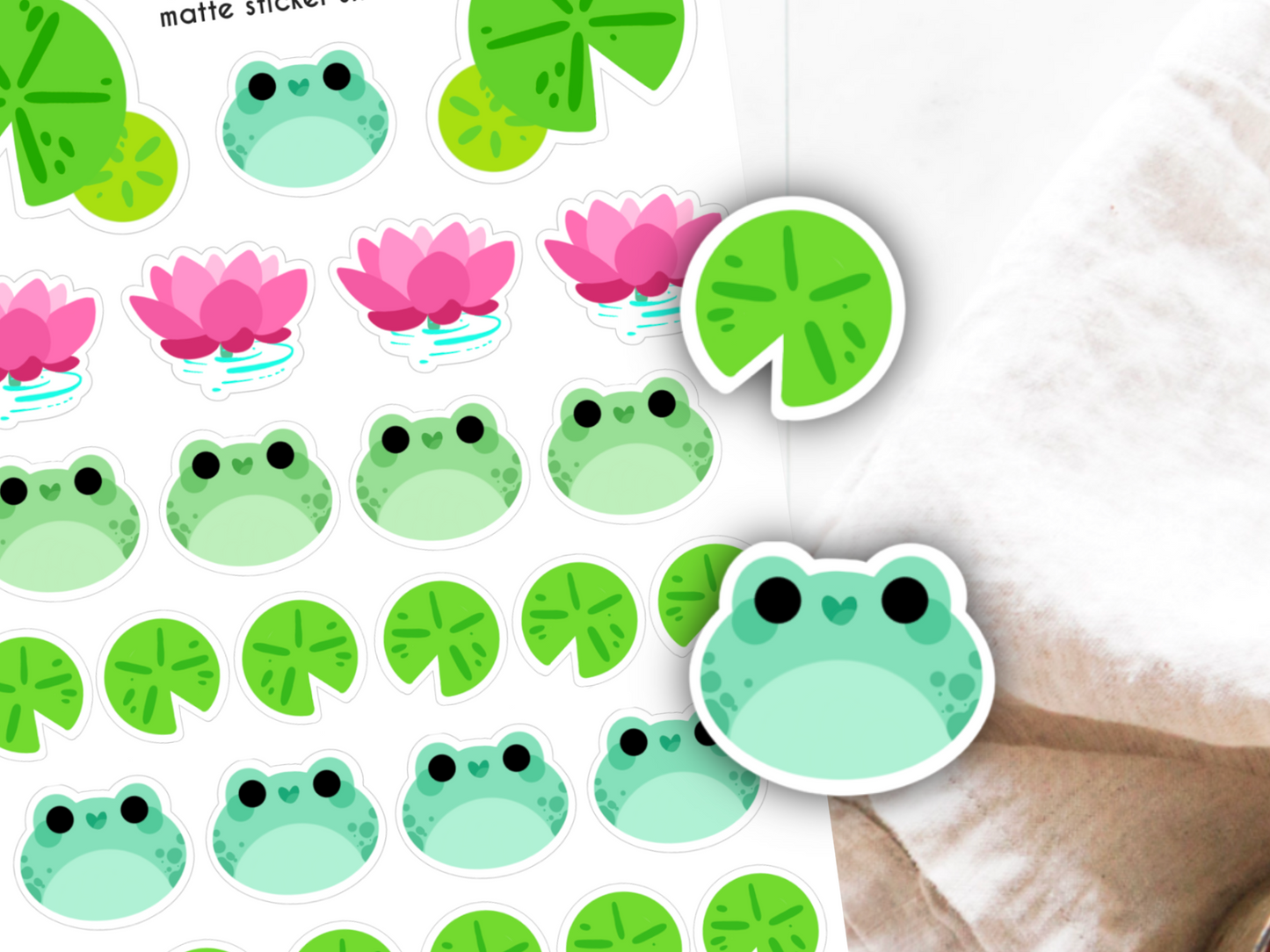 Lilypad Friends Sticker Sheet | Small Planner Stickers