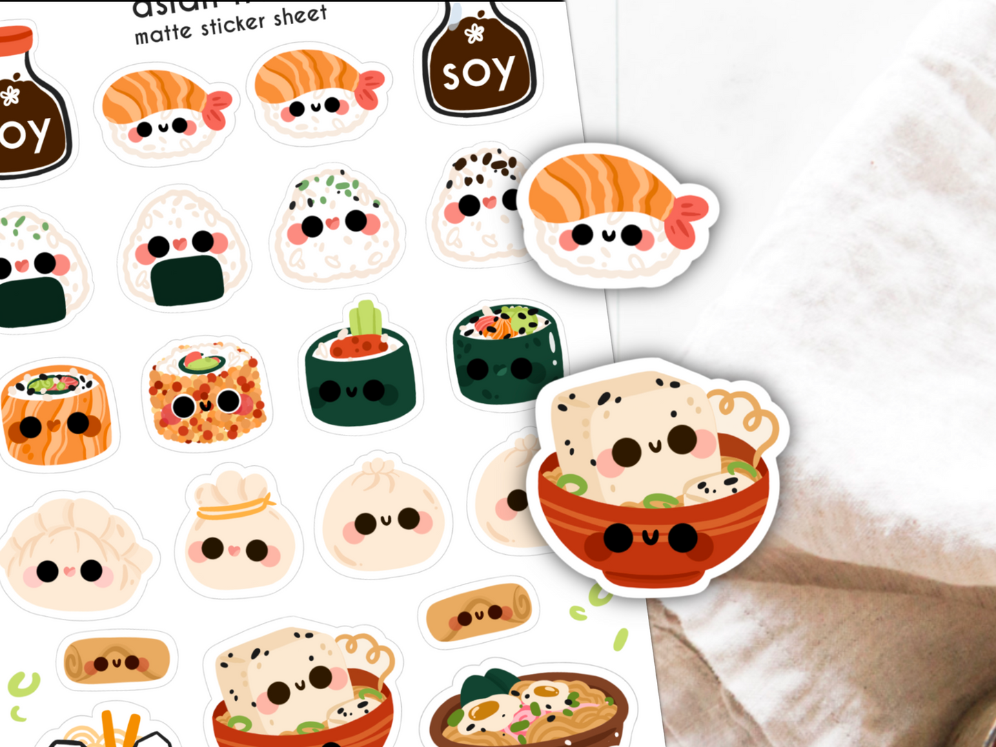 Asian Treats Sticker Sheet | Small Planner Stickers