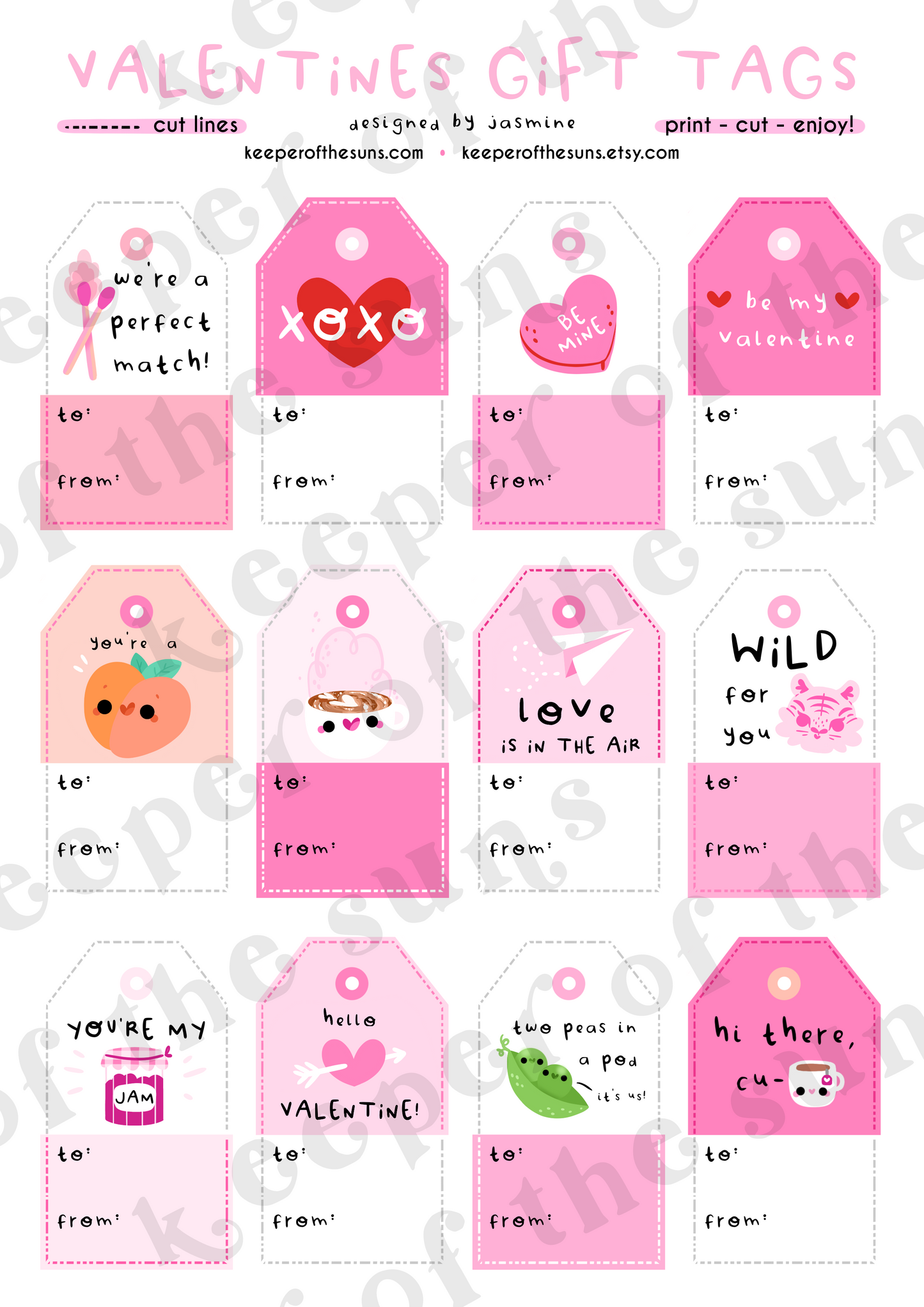 Valentines Gift Tags | Digital Downloads