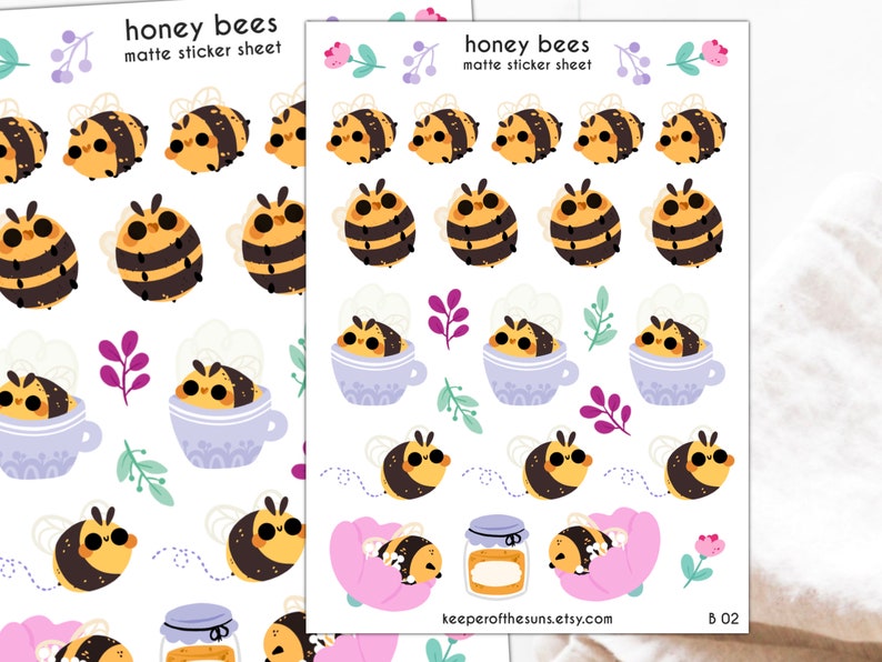 Honey Bees Sticker Sheet | Small Planner Stickers
