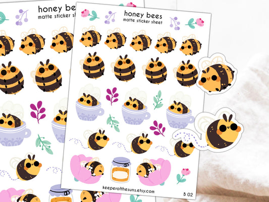 Honey Bees Sticker Sheet | Small Planner Stickers