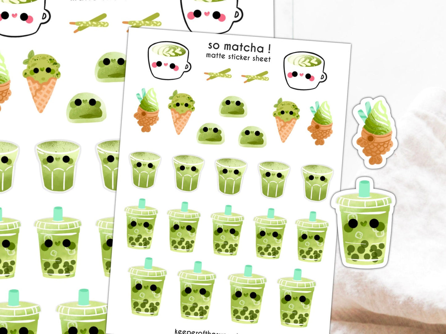So Matcha! Sticker Sheet | Small Planner Stickers