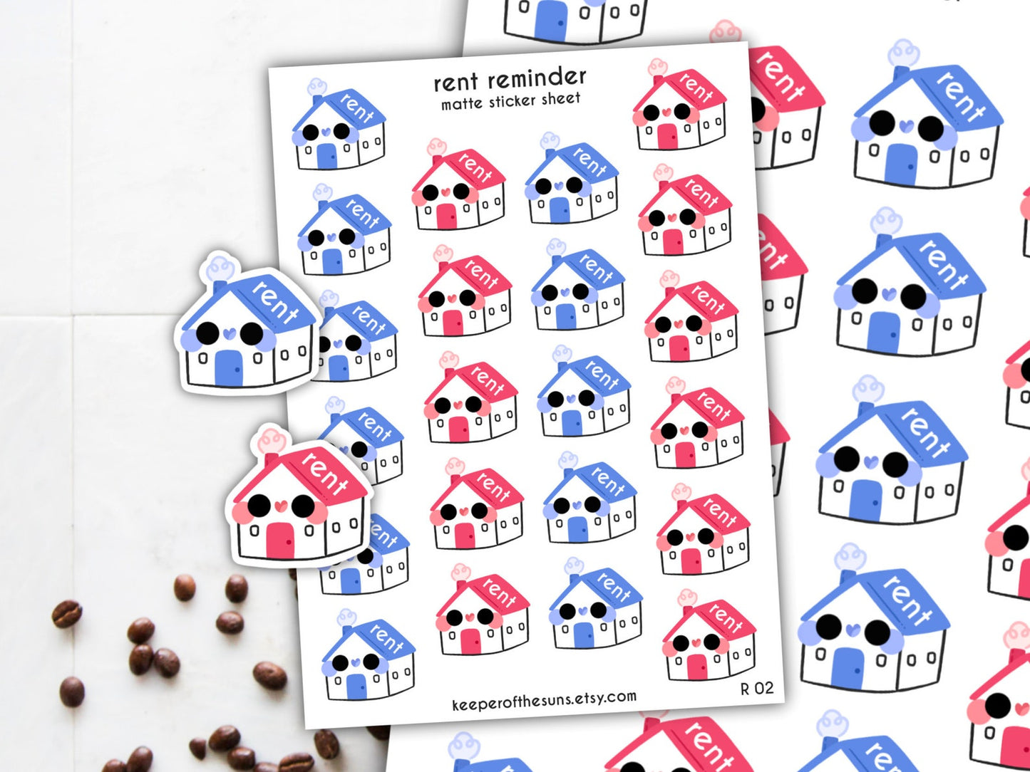 Rent Reminder Sticker Sheet | Small Planner Stickers