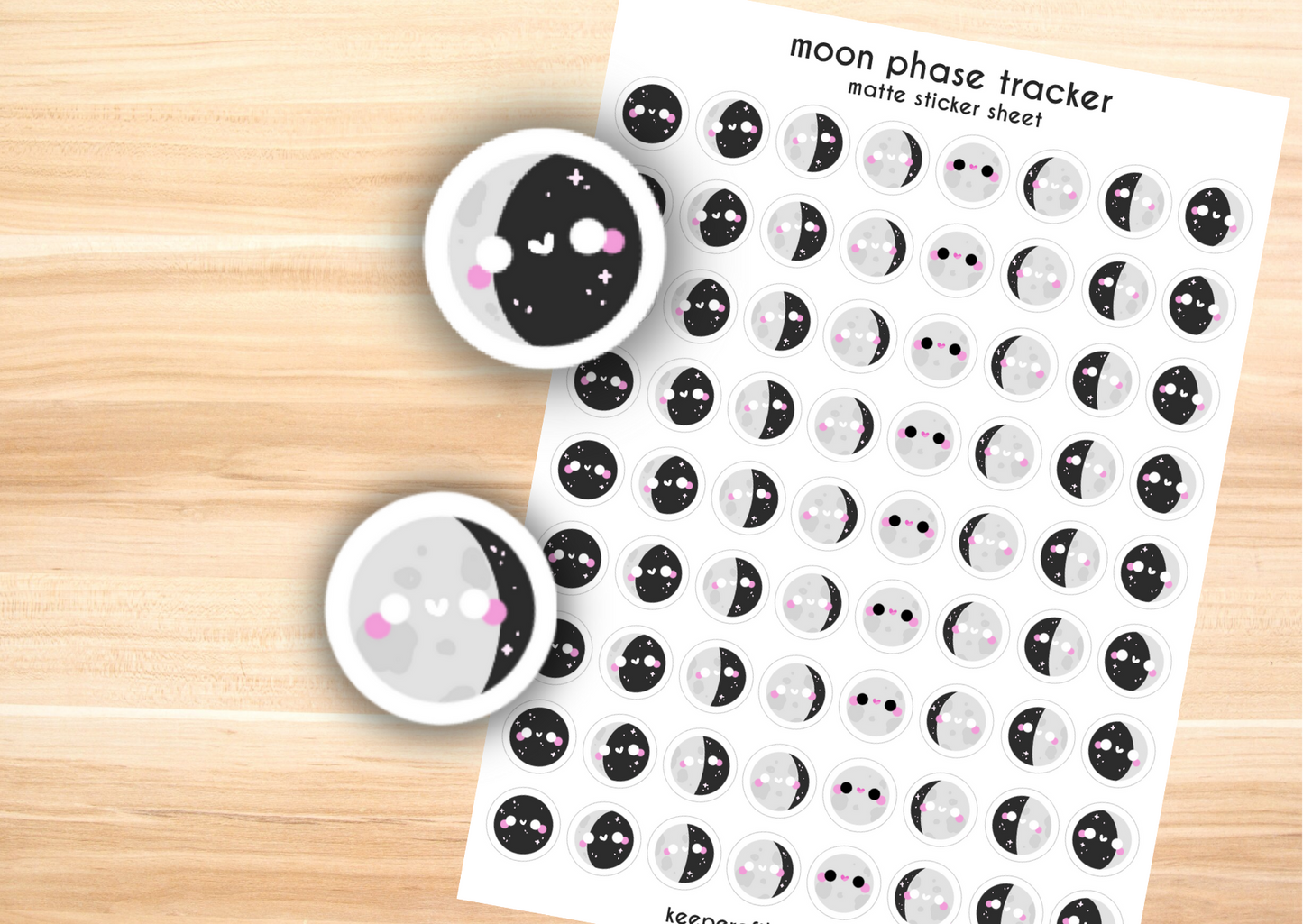 Moon Phase Tracker Sticker Sheet | Small Planner Stickers