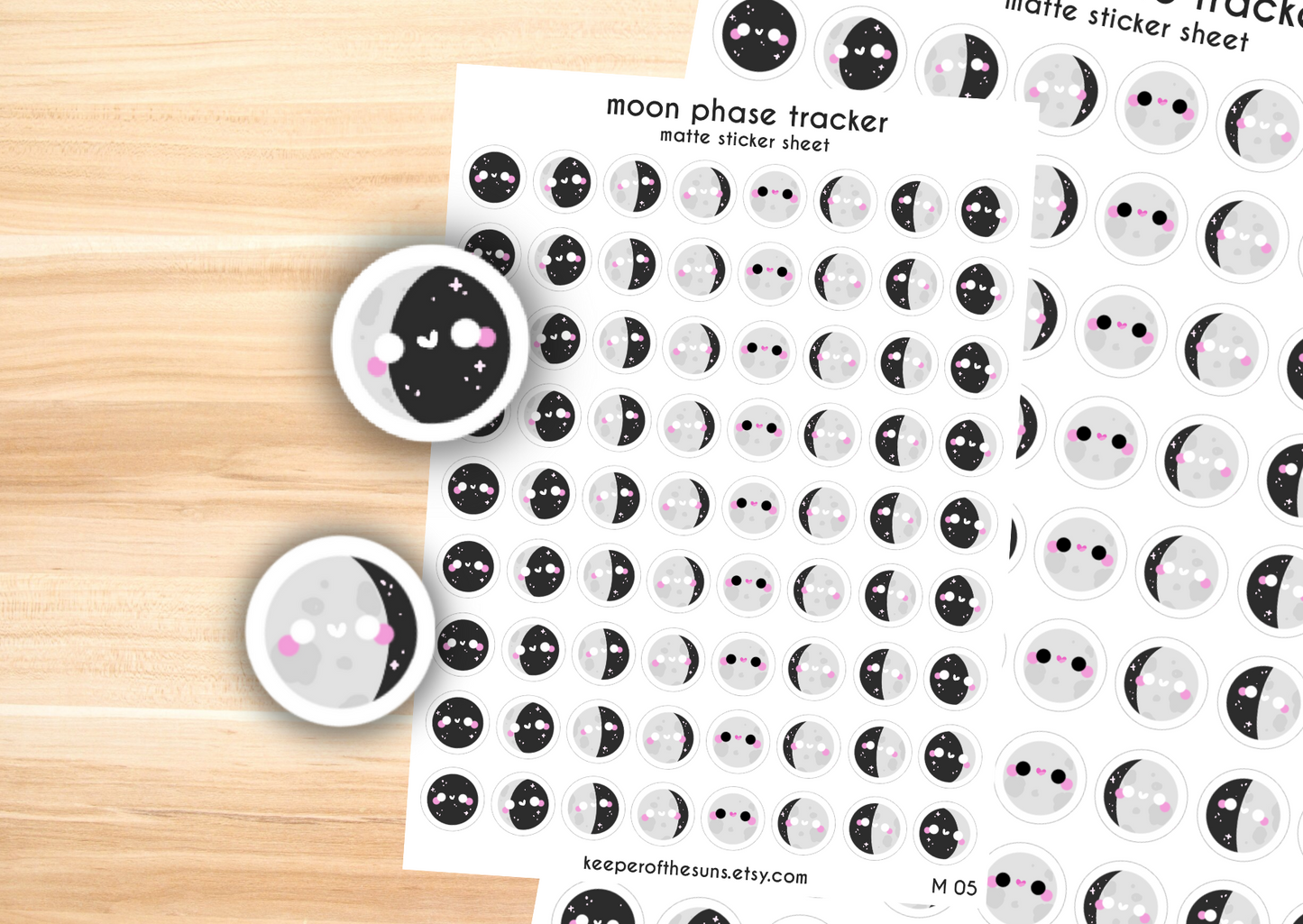 Moon Phase Tracker Sticker Sheet | Small Planner Stickers